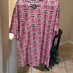 Anti Social Social Club Womens L Pullover Graphic T Shirt Short Sleeve Pink NWT